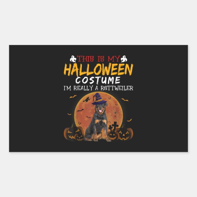 Sticker Rectangulaire Halloween Rottweiler (Devant)
