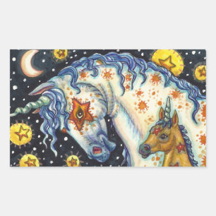 STICKER RECTANGULAIRE HALLOWEEN UNICORNS, STAR HORSE & IMAGINAIRE COLT