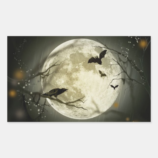Sticker Rectangulaire Halloween vacances mystère avec conte de fée lune (Devant)