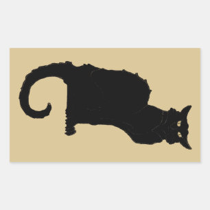 Sticker Rectangulaire Halloween vintage, Chat noir Art Nouveau Éffrayant