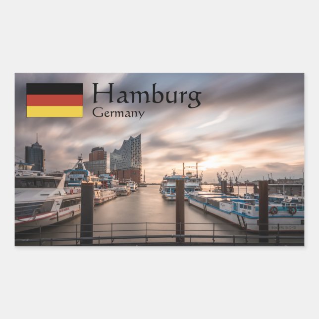 Sticker Rectangulaire Hambourg Allemagne (Devant)