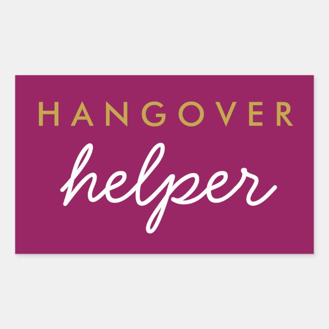 Sticker Rectangulaire Hangover Helper Wedding Favoriser Magenta Gold (Devant)