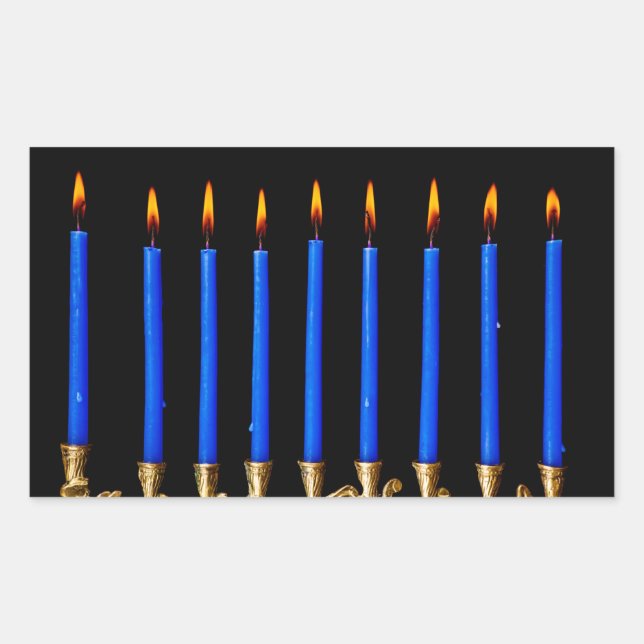 Sticker Rectangulaire Hanoukka Chanukah Hanukah Hannukah Menorah bougies (Devant)