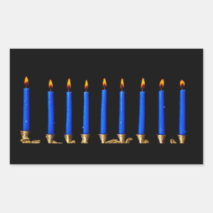 Sticker Rectangulaire Hanoukka Chanukah Hanukah Hannukah Menorah bougies