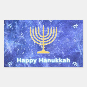 Sticker Rectangulaire Hanoukka Snowstorm Menorah