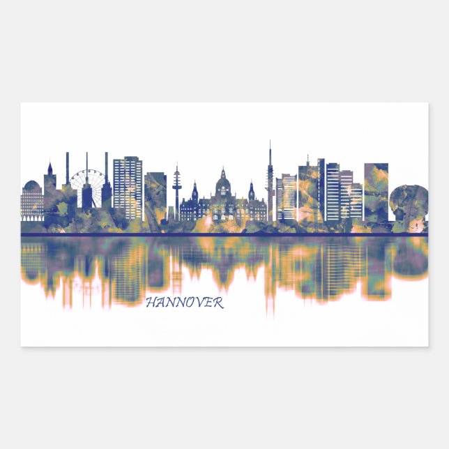 Sticker Rectangulaire Hanovre Skyline (Devant)