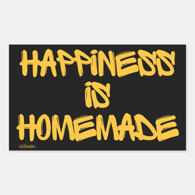 Sticker Rectangulaire HAPPINESS IS HOMEMADE inspiration citation (Devant)