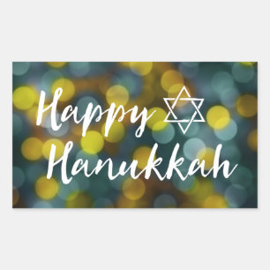 Sticker Rectangulaire happy hanoukka bokeh lights