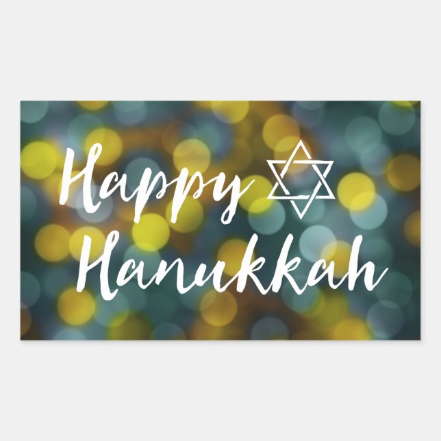 Sticker Rectangulaire happy hanoukka bokeh lights (Devant)