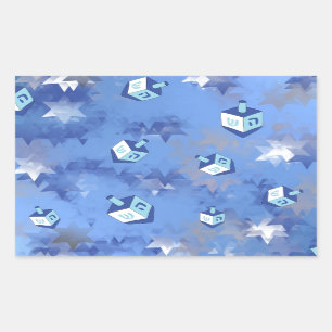 Sticker Rectangulaire Happy Hanoukka Falling Stars and Dreidels