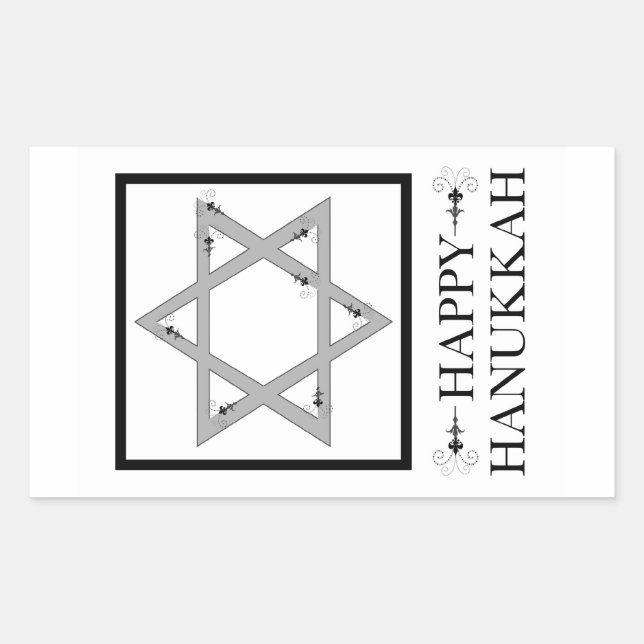 Sticker Rectangulaire happy hanoukka (star de david elegance) (Devant)