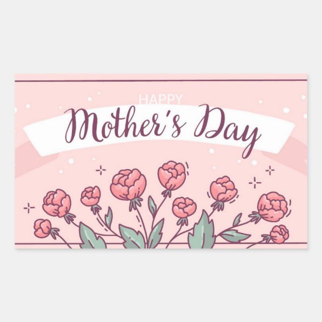 Sticker Rectangulaire Happy Mother's Day (Devant)