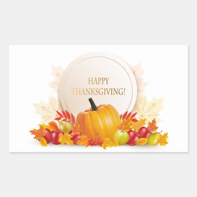 Sticker Rectangulaire Happy Thanksgiving (Devant)