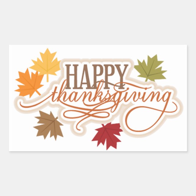 Sticker Rectangulaire Happy Thanksgiving (Devant)