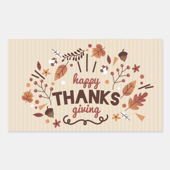 Sticker Rectangulaire Happy Thanksgiving (Devant)