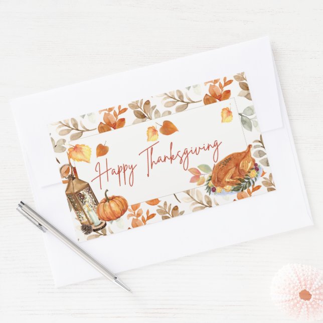Sticker Rectangulaire Happy Thanksgiving (Enveloppe)