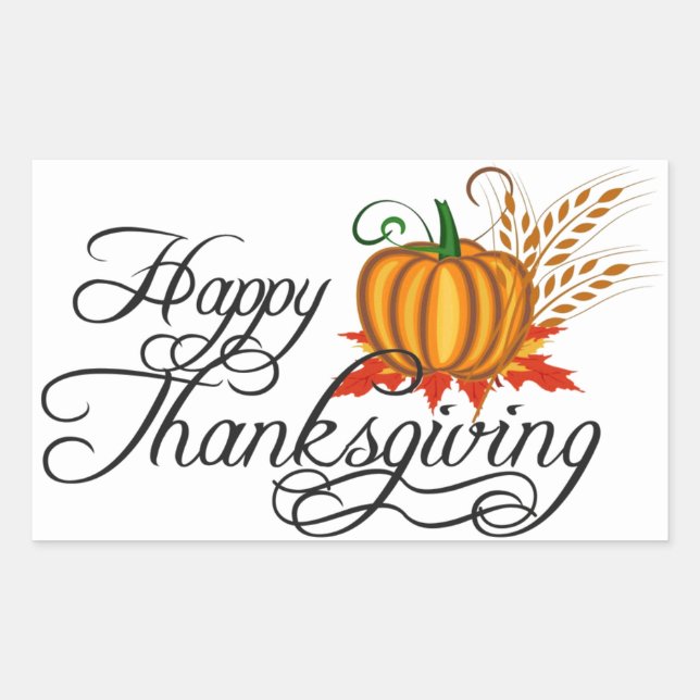Sticker Rectangulaire Happy Thanskiving - (Devant)