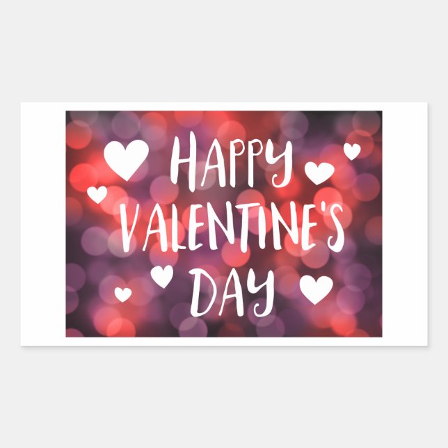 Sticker Rectangulaire happy valentines day bokeh (Devant)
