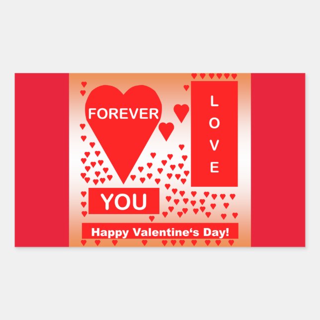 Sticker Rectangulaire Happy Valentine's Day Text Forever Love Hearts Red (Devant)