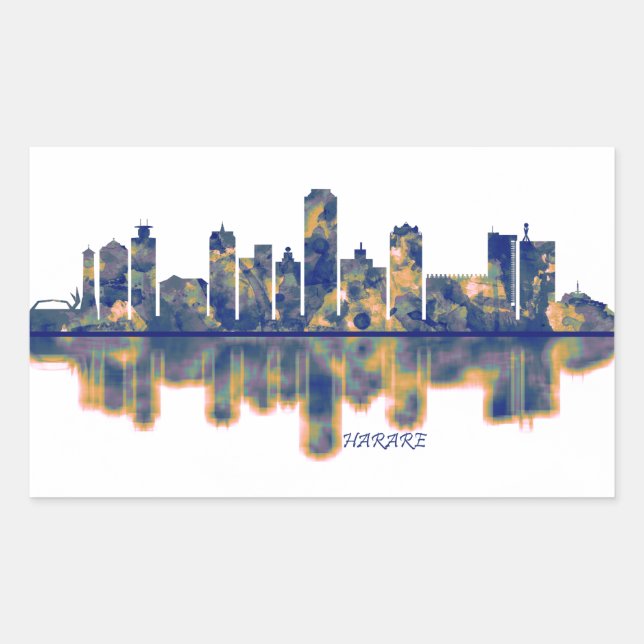 Sticker Rectangulaire Harare Skyline (Devant)