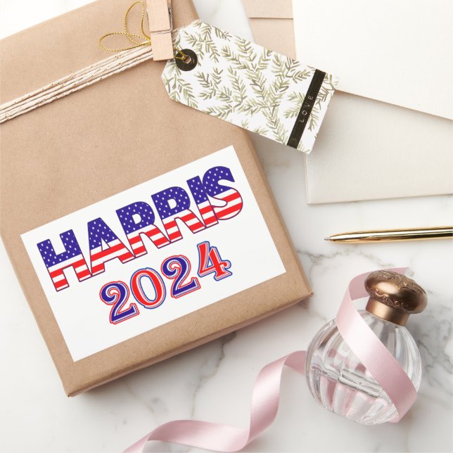 Sticker Rectangulaire Harris 2024 Président Démocrate USA Texte du drape (Cadeaux)
