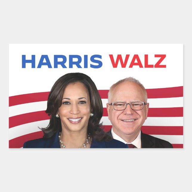 Sticker Rectangulaire Harris Walz 2024 (Devant)