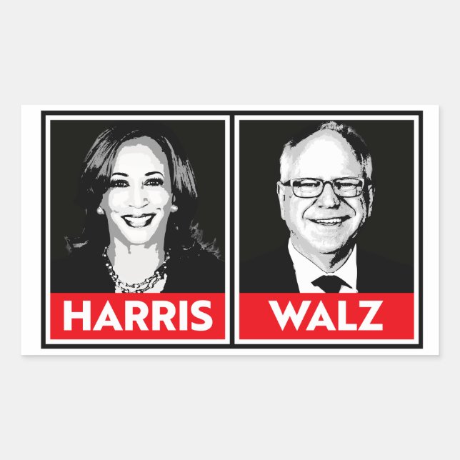Sticker Rectangulaire Harris Walz 2024 (Devant)