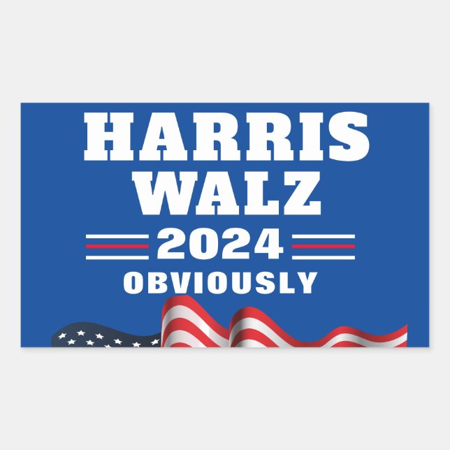Sticker Rectangulaire Harris Walz 2024 | Évidemment (Devant)