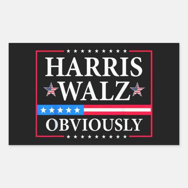 Sticker Rectangulaire Harris Walz 2024 Évidemment | Tim Walz (Devant)