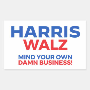 Sticker Rectangulaire Harris Walz 2024 - Faites attention à votre propre