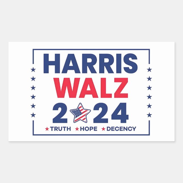 Sticker Rectangulaire Harris Walz 2024 | Harris Walz (Devant)