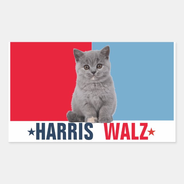 Sticker Rectangulaire Harris Walz 2024 Manifestement rouge bleu (Devant)