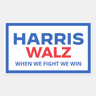 Sticker Rectangulaire Harris Walz 2024 - Quand nous combattons nous gagn