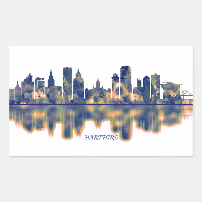 Sticker Rectangulaire Hartford Skyline (Devant)