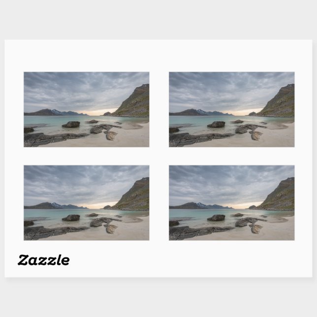 Sticker Rectangulaire Haukland Lofoten (Feuille)