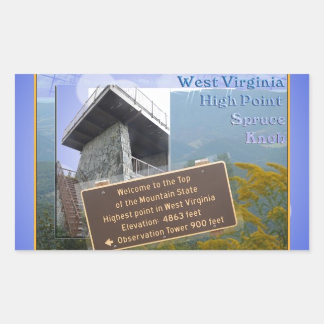 STICKER RECTANGULAIRE HAUT POINT WEST VIRGINIA SPRUCE KNOB (Devant)