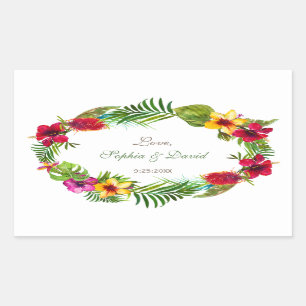 Sticker Rectangulaire Hawaïen radiant Tropical Floral Mariage