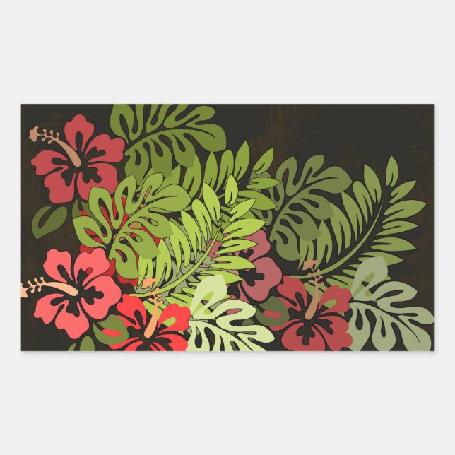 Sticker Rectangulaire Hawaii Aloha Flower Art Print (Devant)