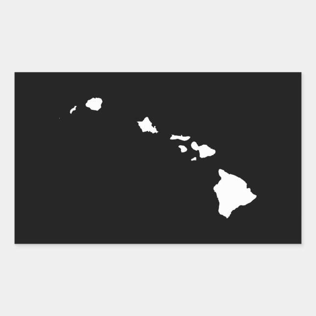 Sticker Rectangulaire Hawaii en blanc et noir (Devant)