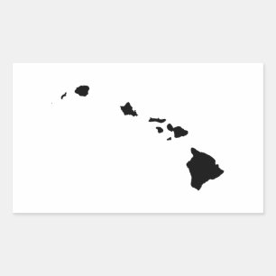 Sticker Rectangulaire Hawaii en noir et blanc