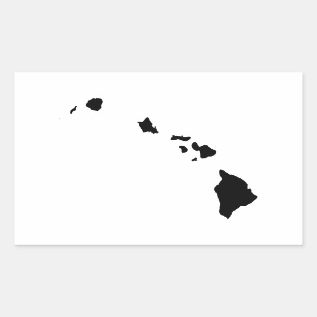 Sticker Rectangulaire Hawaii en noir et blanc (Devant)