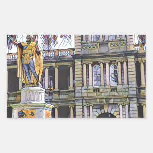 Sticker Rectangulaire Hawaii King Kamehameha Moderne