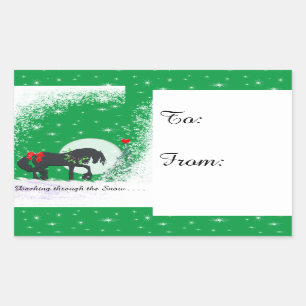 Sticker Rectangulaire Heart Horses VI Holiday (Holiday Tree)