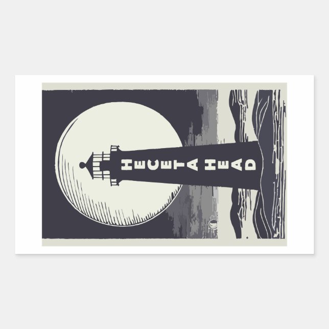 Sticker Rectangulaire Heceta Head Phare Oregon Moon (Devant)