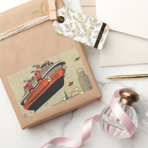 Sticker Rectangulaire Hélicoptère de croisière en science-fiction vintag