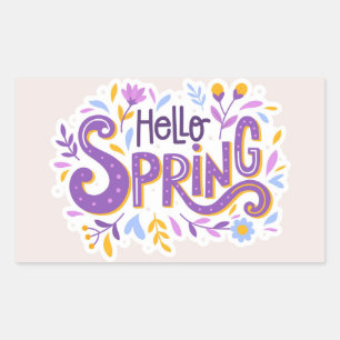 Sticker Rectangulaire Hello Spring Floral