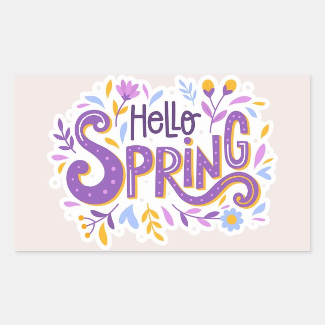 Sticker Rectangulaire Hello Spring Floral (Devant)