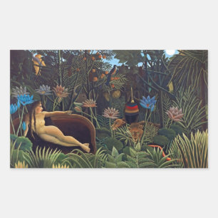 Sticker Rectangulaire Henri Rousseau Le Rêve - Femme de la jungle avec d