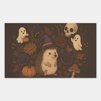 Sticker Rectangulaire hérisson forêt hantée 2