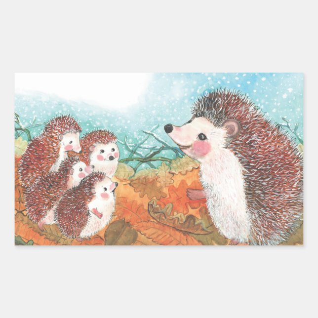 Sticker Rectangulaire Hérisson s'entretenant Illustration (Devant)